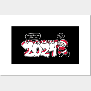 Funny Happy 2024 with Santa Claus Posters and Art